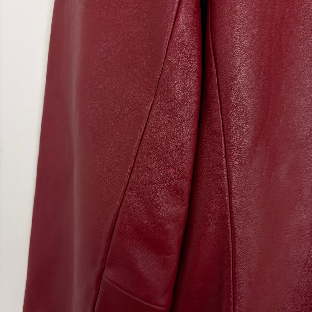 Mossimo Leather Jacket Red Genuine Leather Diamond Quilted Moto Biker Size Large - Picture 6 of 9